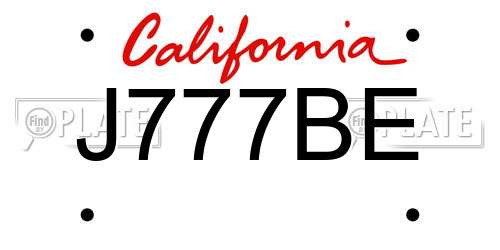 J777BE California License Plate