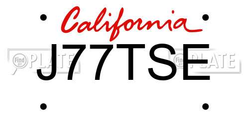 J77TSE California License Plate