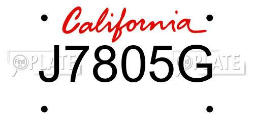 J7805G California License Plate