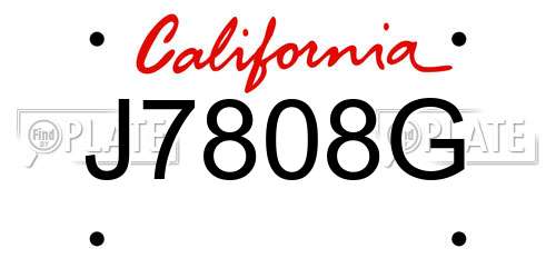 J7808G California License Plate