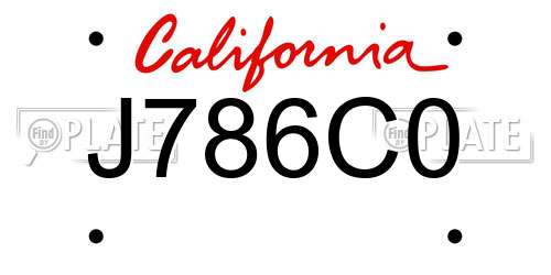 J786C0 California License Plate