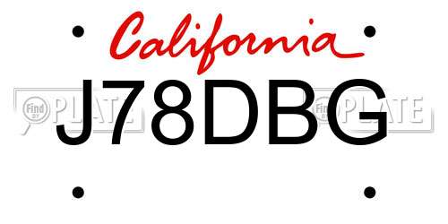 J78DBG California License Plate