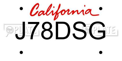 J78DSG California License Plate
