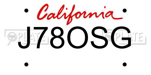J78OSG California License Plate