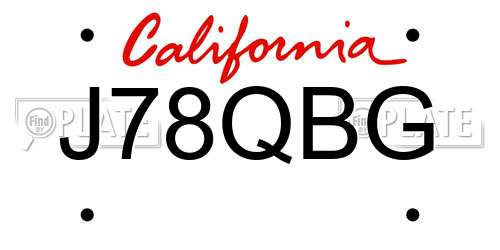 J78QBG California License Plate