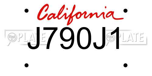 J790J1 California License Plate