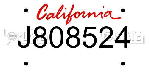 J808524 California License Plate