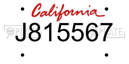 J815567 California License Plate