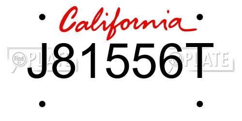 J81556T California License Plate