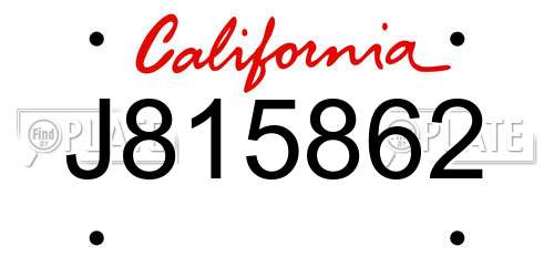 J815862 California License Plate