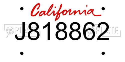 J818862 California License Plate