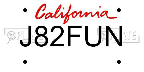 J82FUN California License Plate