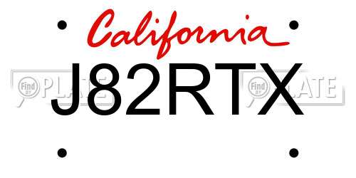 J82RTX California License Plate