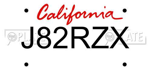 J82RZX California License Plate