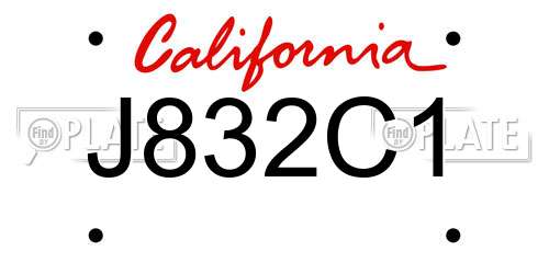 J832C1 California License Plate