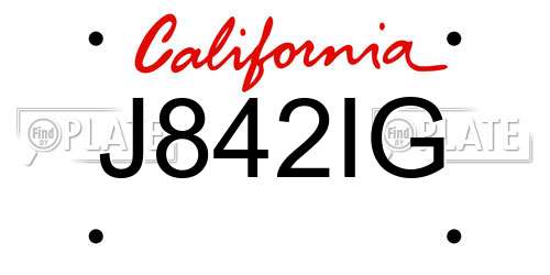 J842IG California License Plate