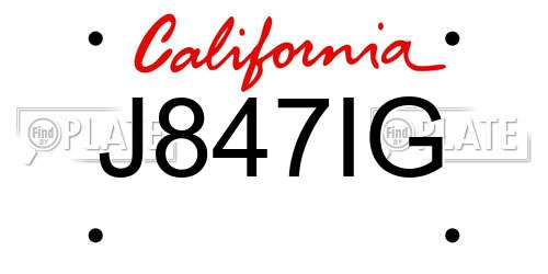 J847IG California License Plate