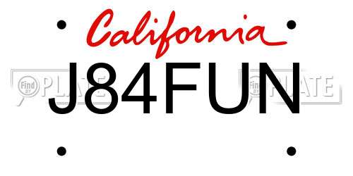 J84FUN California License Plate