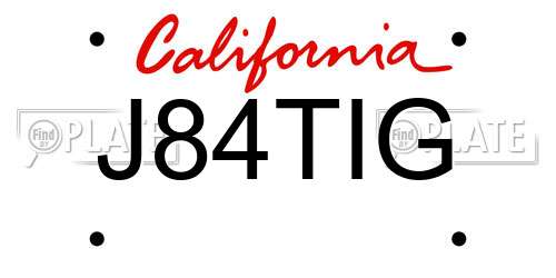 J84TIG California License Plate