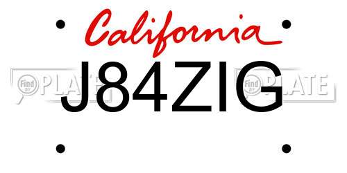 J84ZIG California License Plate