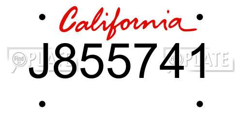 J855741 California License Plate
