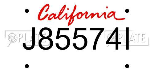 J85574I California License Plate