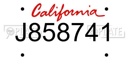 J858741 California License Plate