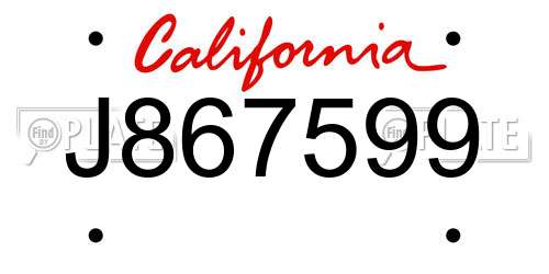 J867599 California License Plate