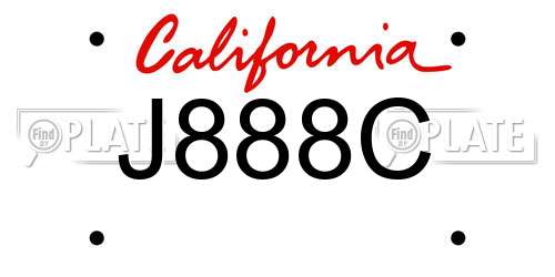 J888C California License Plate