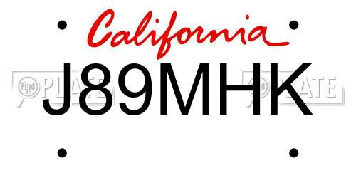 J89MHK California License Plate