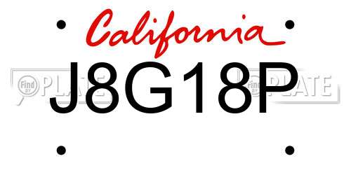 J8G18P California License Plate