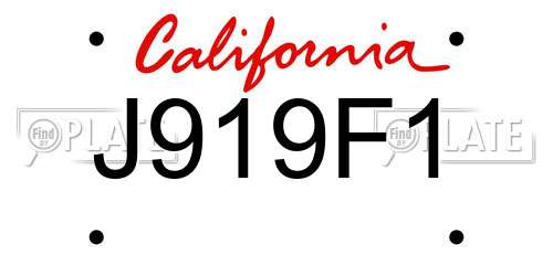 J919F1 California License Plate