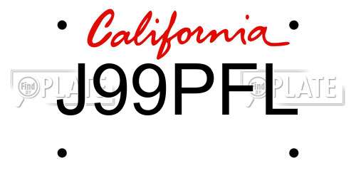 J99PFL California License Plate