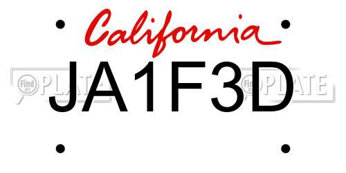 JA1F3D California License Plate