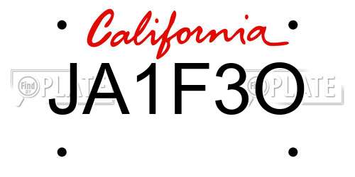 JA1F3O California License Plate
