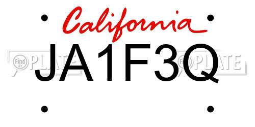 JA1F3Q California License Plate
