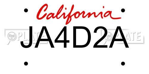JA4D2A California License Plate