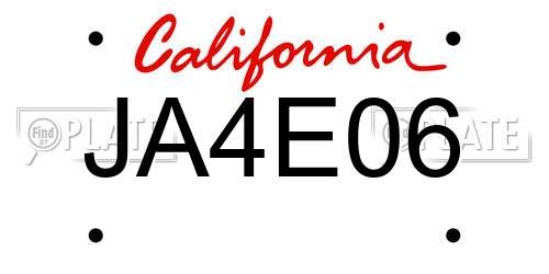 JA4E06 California License Plate