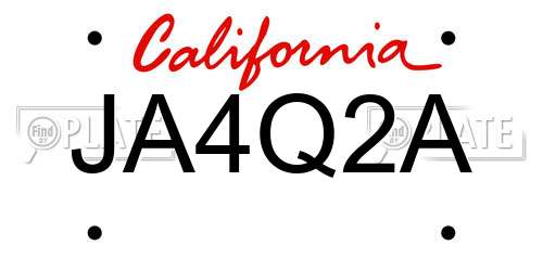 JA4Q2A California License Plate