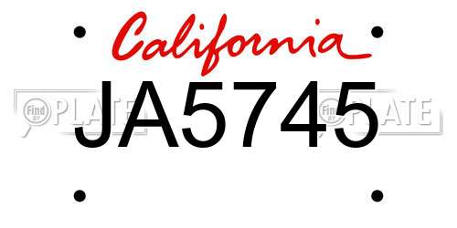 JA5745 California License Plate