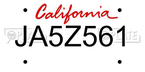 JA5Z561 California License Plate