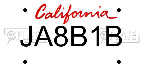 JA8B1B California License Plate