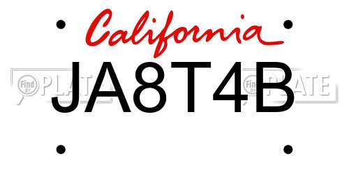 JA8T4B California License Plate