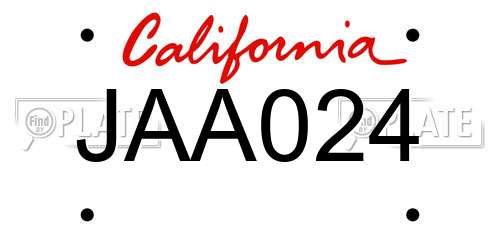 JAA024 California License Plate