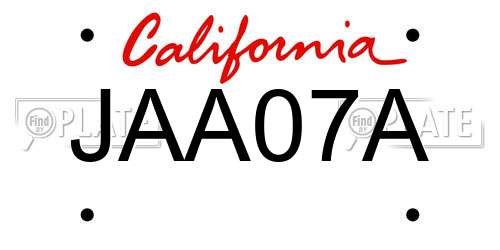 JAA07A California License Plate