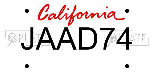 JAAD74 California License Plate
