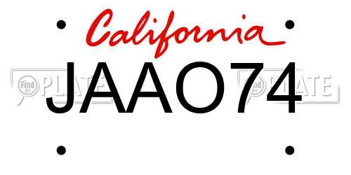 JAAO74 California License Plate