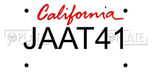 JAAT41 California License Plate