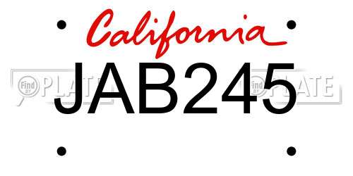 JAB245 California License Plate