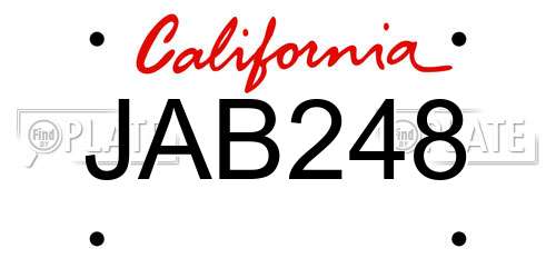 JAB248 California License Plate